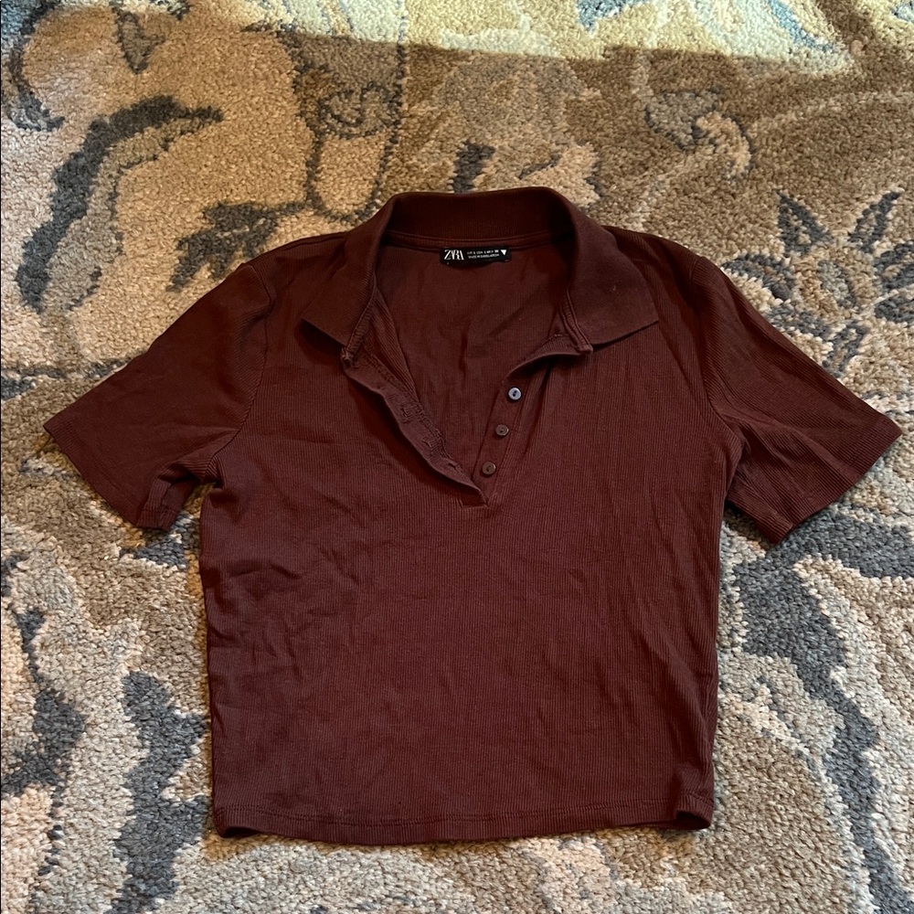 Zara Kids Dark Brown Polo Shirt